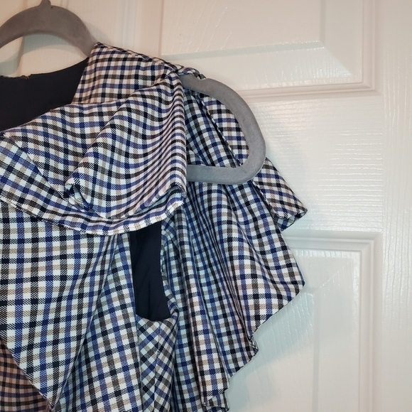 Banana Republic Plaid Sleeveless Dress Sz 0 Ruffle Split Sleeve - Picture 5 of 11